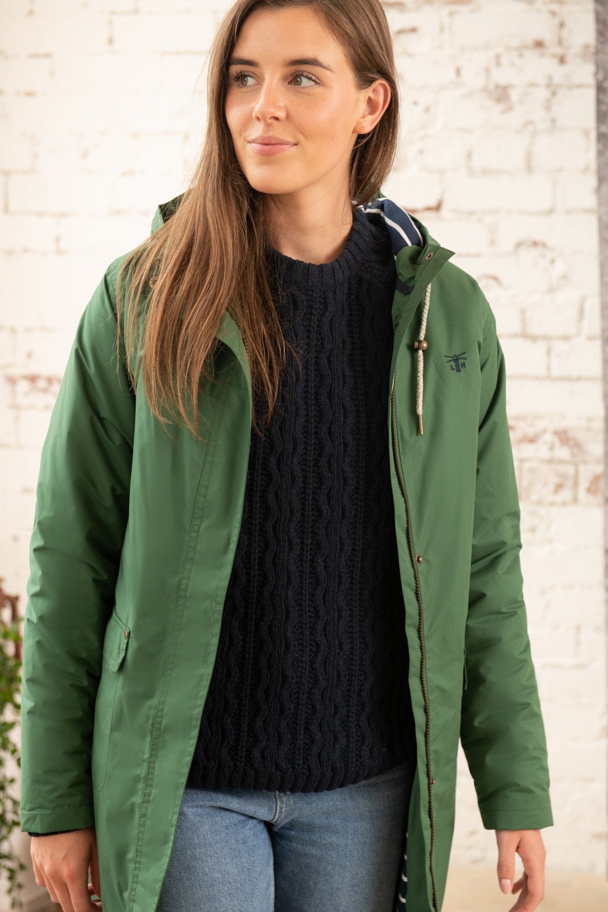 Lighthouse Iona Long Jacket in Deep Green