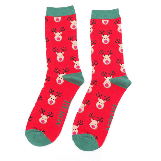 Mr Heron Reindeer Socks Red