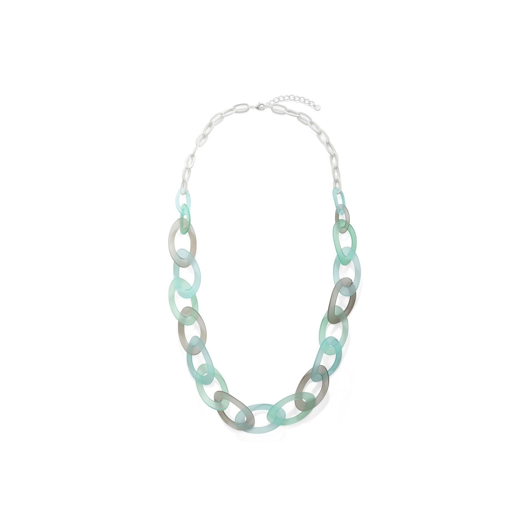 Skimming Stones - Blue Green and Grey Sheer Link Long Necklace - from Frinkle