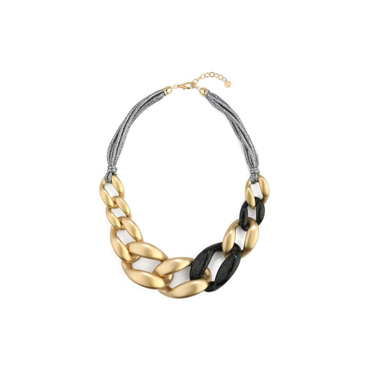 Jolly - Yellow Gold and Black Acrylic Oversized Curb Chain Adjustable Length Necklace - from Frinkle