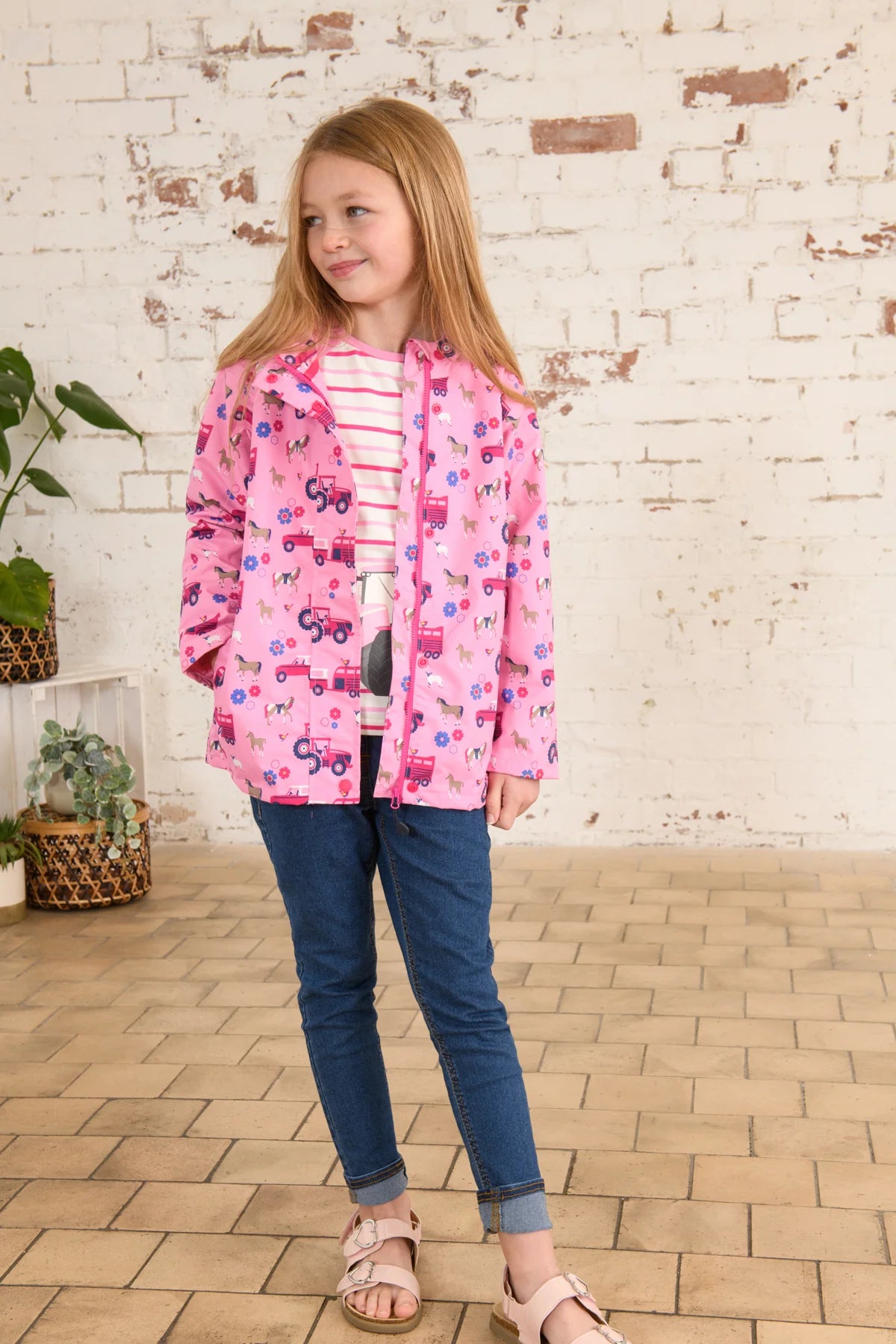 Girls pink cheap waterproof jacket