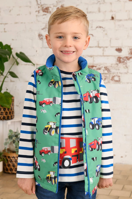 Lighthouse Children's Alex Gilet - Peagreen Tractor Print