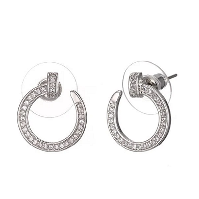 AbFab - Silver and Diamante Curved Nail Earrings - from Frinkle