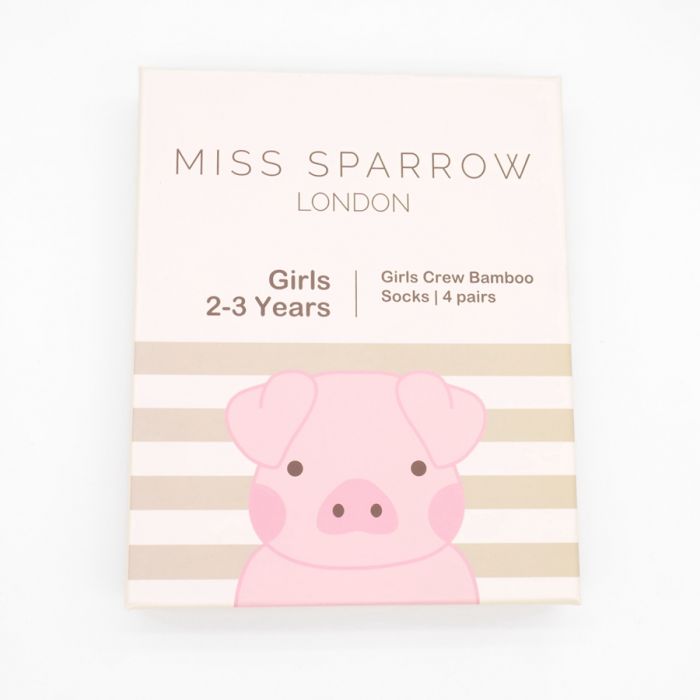 Miss Sparrow  Girls 2-3 Years Crew Bamboo Socks Gift Box