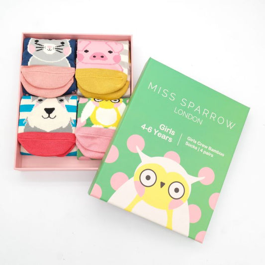 Miss Sparrow  Girls 4-6 Years Crew Bamboo Socks Gift Box