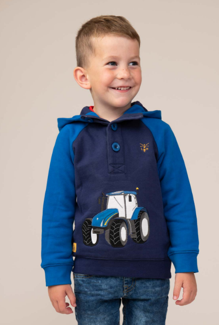 Lighthouse Jack Hoodie with Tractor Applique  - Royal & Navy Blue