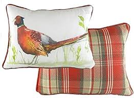 EVANS LICHFIELD PIPED COUNTRY RED PHEASANT CUSHION