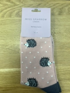 Miss Sparrow Hedgehogs Socks Dusky Pink
