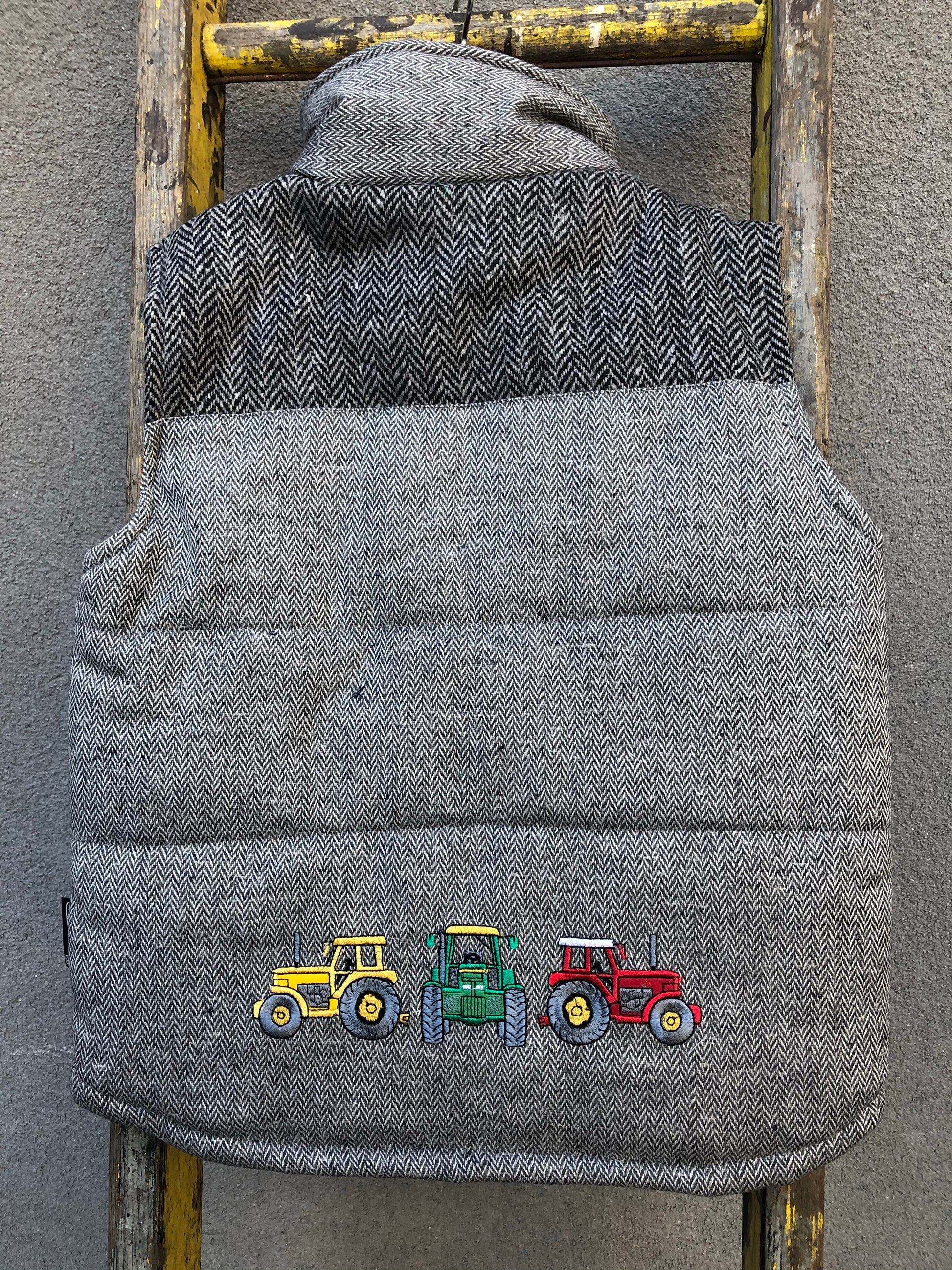 Boys Tractor Tweed Bodywarmer in Grey @ www.millscountrystore.com