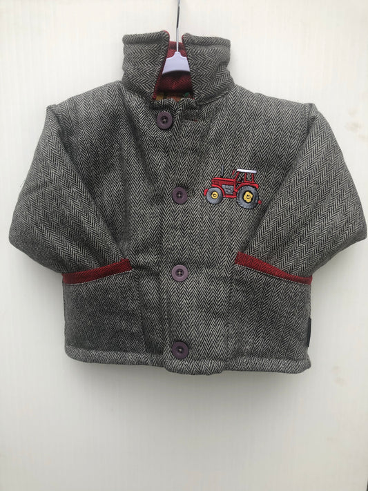Baby Boys' Tractor Tweed Jacket in Grey / Red @ www.millscountrystore.com