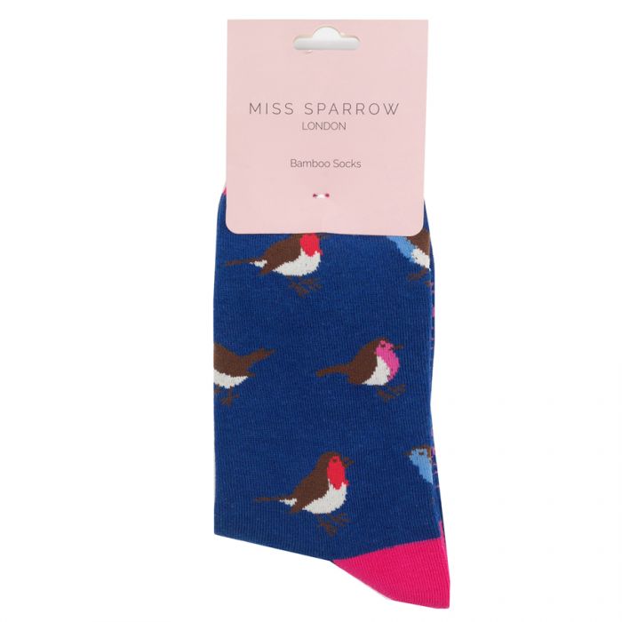 Miss Sparrow  MultiColour Robin Socks Navy