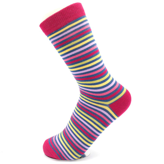 Miss Sparrow  Vibrant Stripes Navy Socks