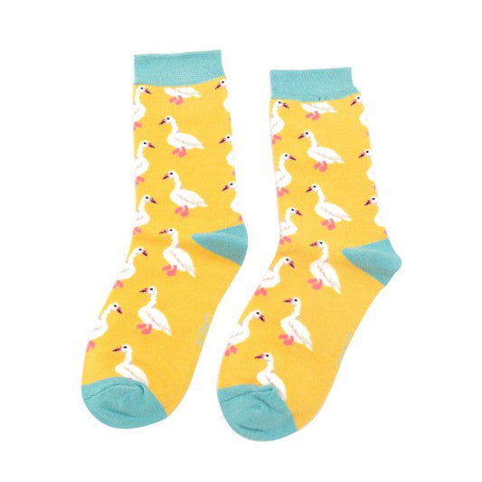 Miss Sparrow  White Ducks Socks Yellow