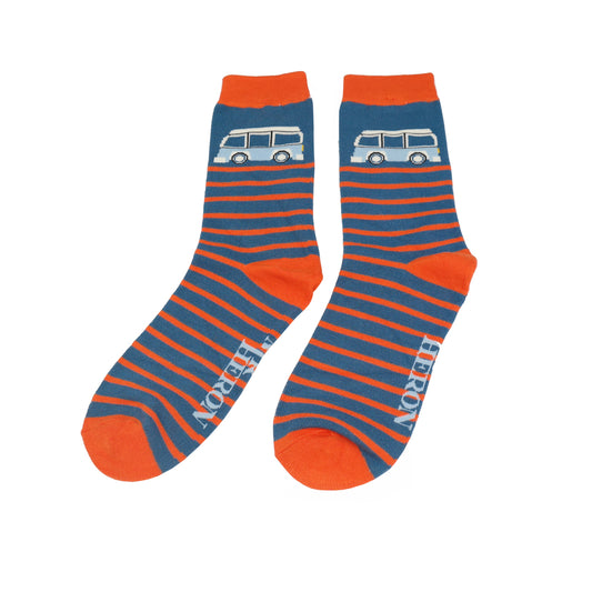Mr Heron Camper Stripes Socks Blue