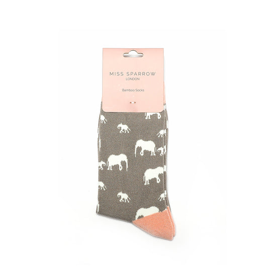 Miss Sparrow Elephants Socks Grey
