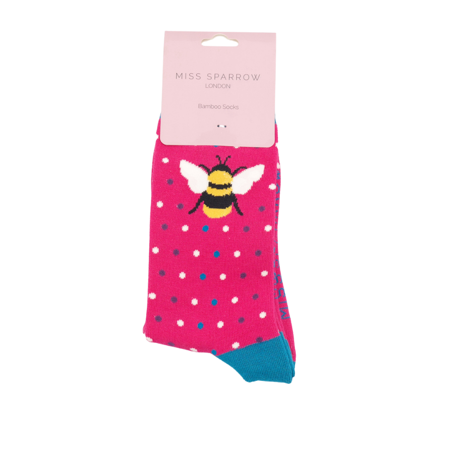 Miss Sparrow  Bumble Bee & Dots Socks Fuchsia