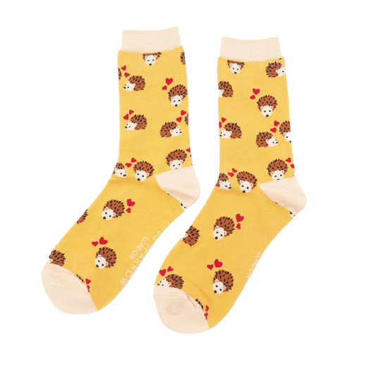Miss Sparrow  Hearts & Hedgehogs Socks Yellow