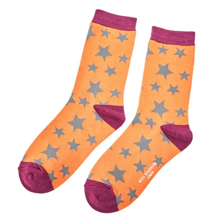 Miss Sparrow  Stars Socks Orange