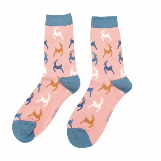 Miss Sparrow  Leaping Deer Socks Dusky Pink